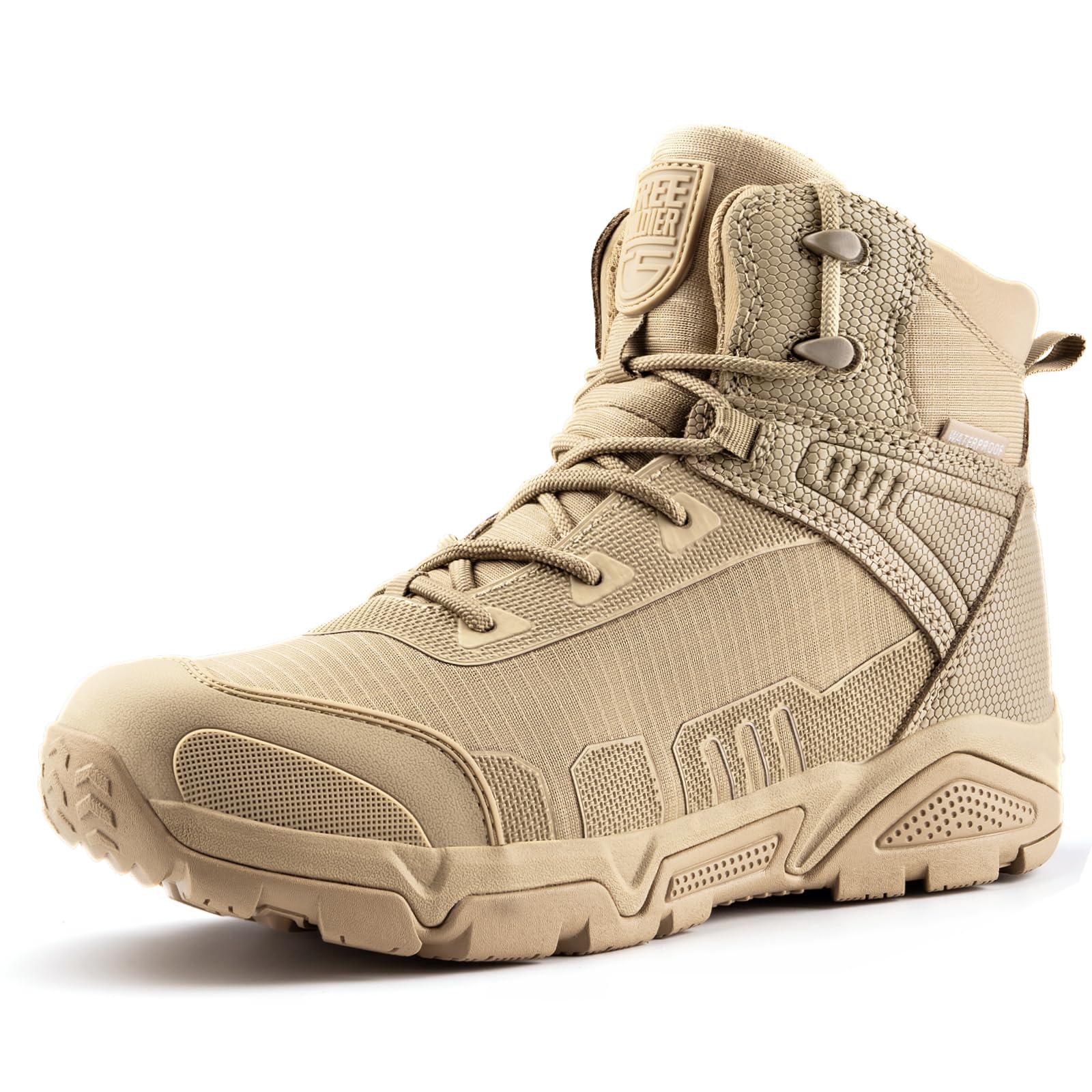 FREE SOLDIER Men's Waterproof Tactical Work Boots - Lightweight & Comfortable Combat Hiking Shoes for Adventure Seekers 